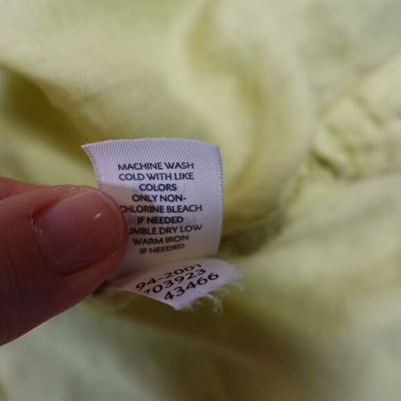 J. Jill Top Womens Medium Linen Button Front Chartreuse Beachy Coastal Lagenlook - Picture 4 of 9